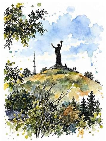 Сюжет «Пагорб слави» — готова акварельна робота